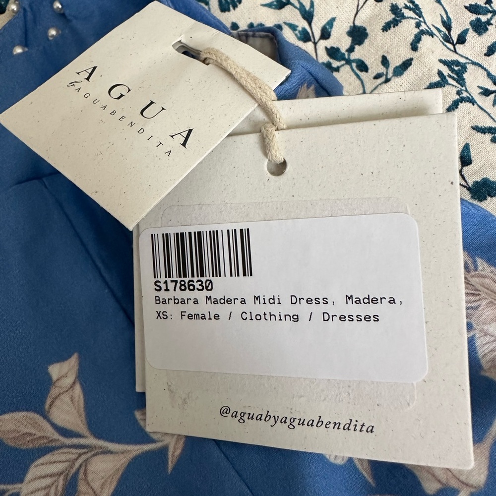 NEW AGUA x AGUA BENDITA Barbara Madera Midi Dress. Blue. XS. NWT - Picture 10 of 11